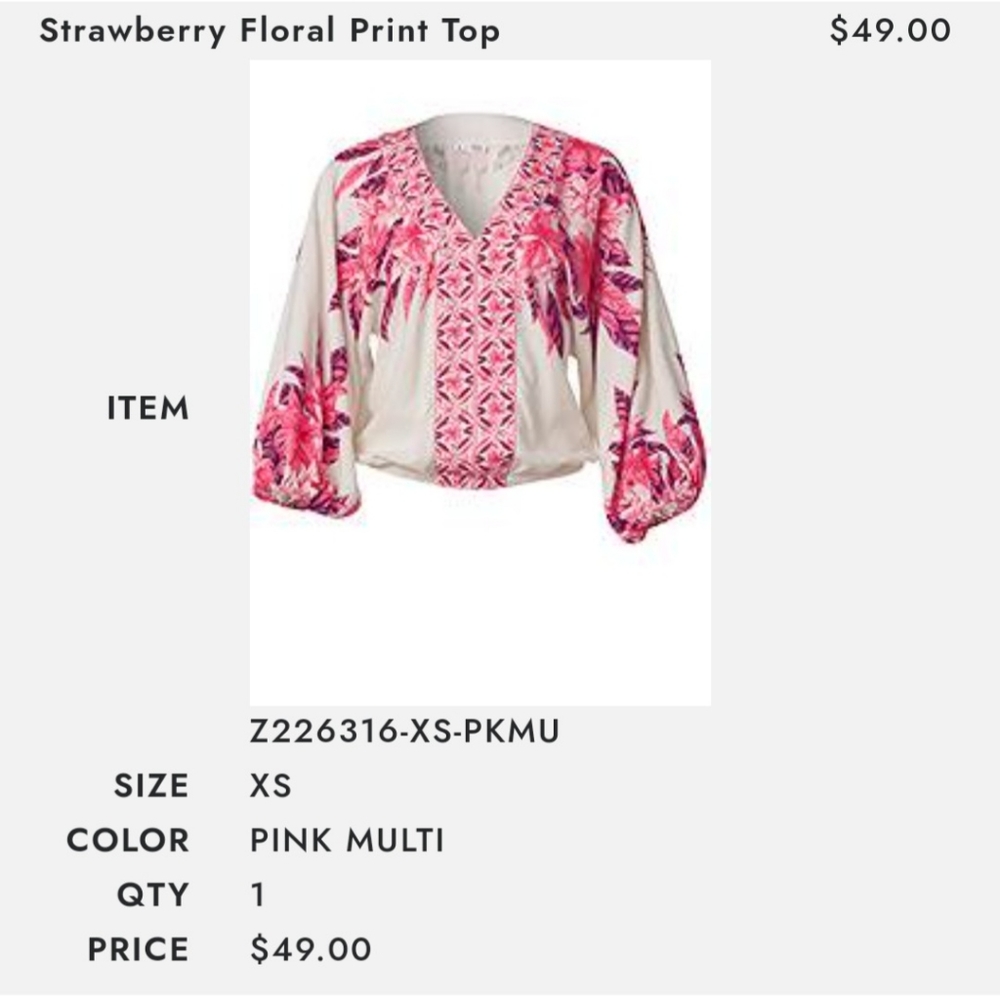 - Venus Strawberry floral top